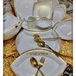 سرویس چینی پردیس طرح دنیا طلایی ۱۰۵ پارچه ۱۲ نفره  