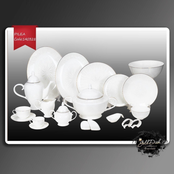 با گلد دیش یه ست برازنده برای میزبانی بینظیرت داشته باش برند : PILEA کد : 140328 مقاوم در برابر لب پر شدن 136 پارچه / 18 نفره