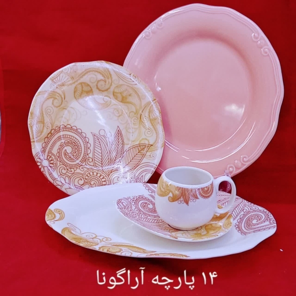 سرویسهای چینی طوس درجه یک ۱۴ پارچه دونفره - تصویر 5