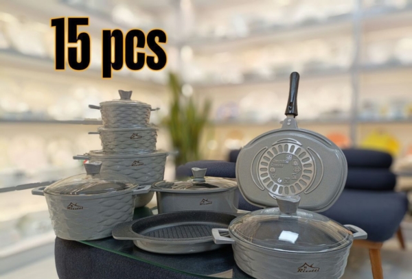 سرویسهای قابلمه چدن گرانيت ۱۵ پارچه با کیفیت عالی برند ریزوتی - تصویر 5