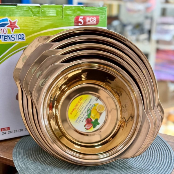لگن 5 پارچه دسته دار رزگلد جعبه دار