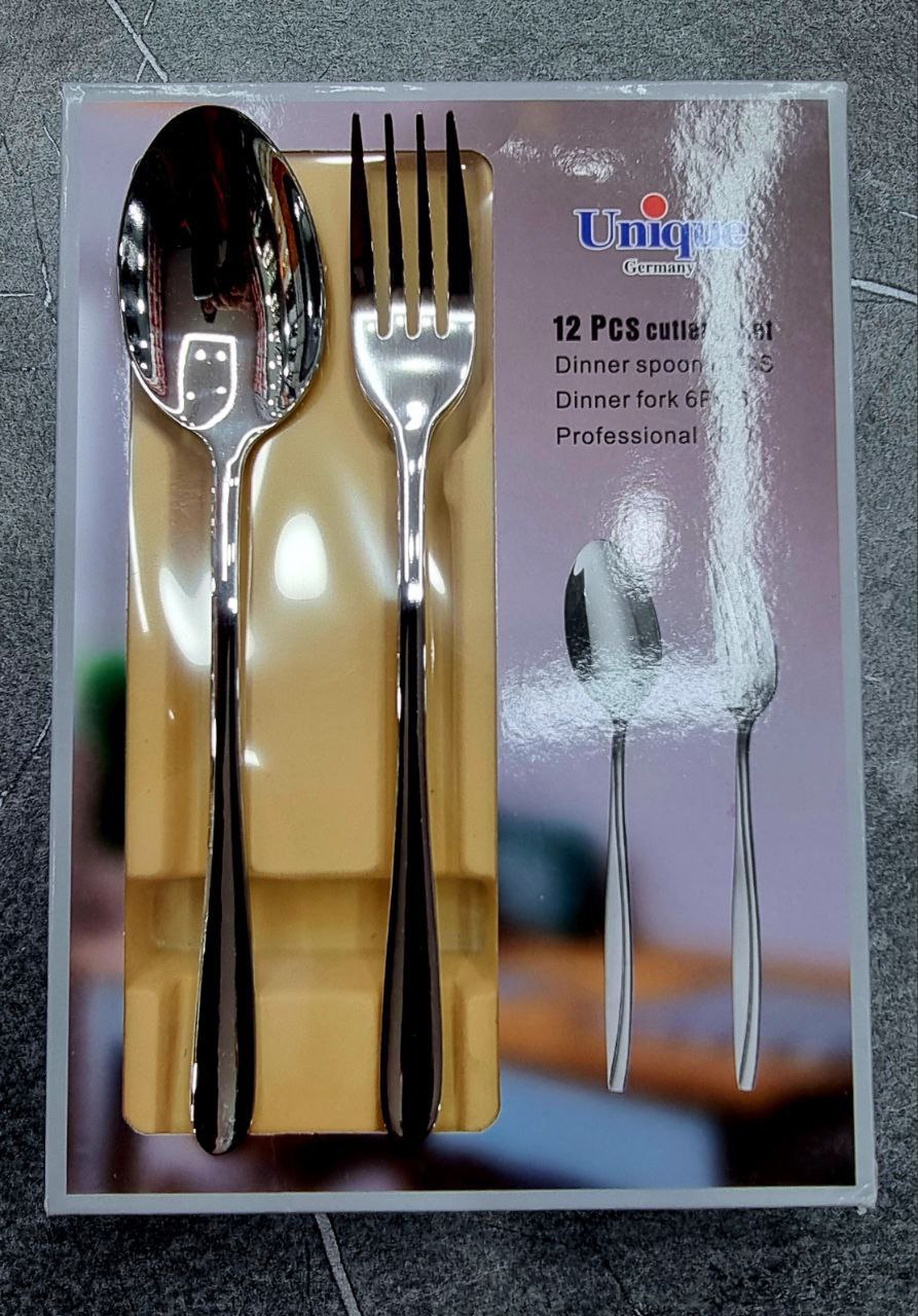 قاشق و چنگال فله 6قاشق +6چنگال ۴میل استیل 18/10 کیفیت فوق العاده - تصویر 2