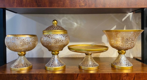 سرویس ۴ پارچه سندبلاست لب طلا