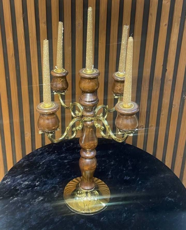 شمعدان ۵ شعله تنه چوب