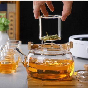 قوری 1000 دسته میل دسته چوبی