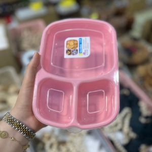 ظرف غذا ۳ خانه مستطیل رنگی