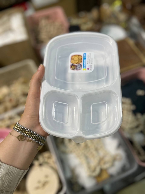 ظرف غذا ۳ خانه مستطیل رنگی - تصویر 2