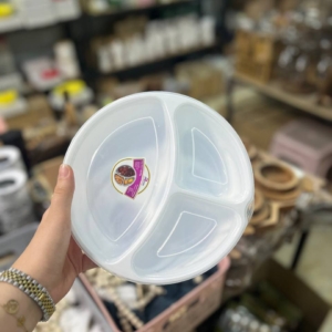 ظرف غذا ۳ خانه گرد رنگی