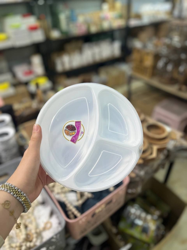 ظرف غذا ۳ خانه گرد رنگی