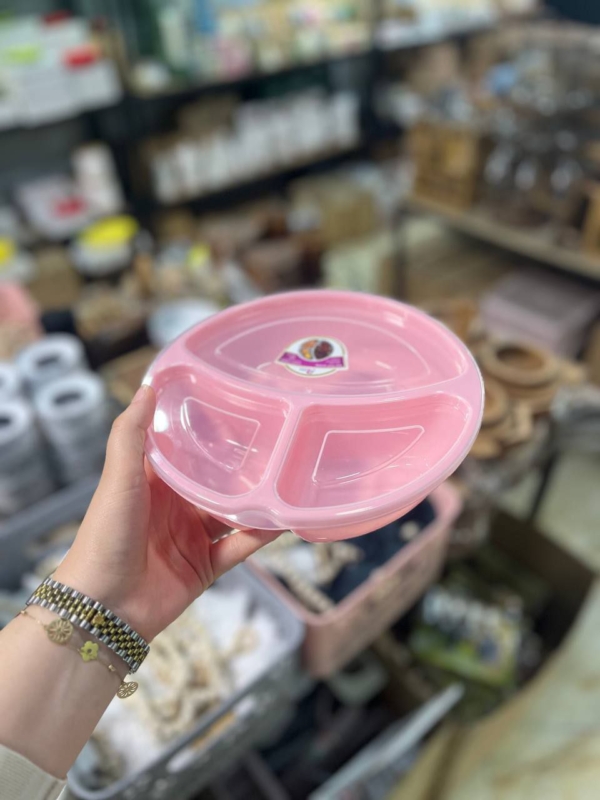 ظرف غذا ۳ خانه گرد رنگی - تصویر 2