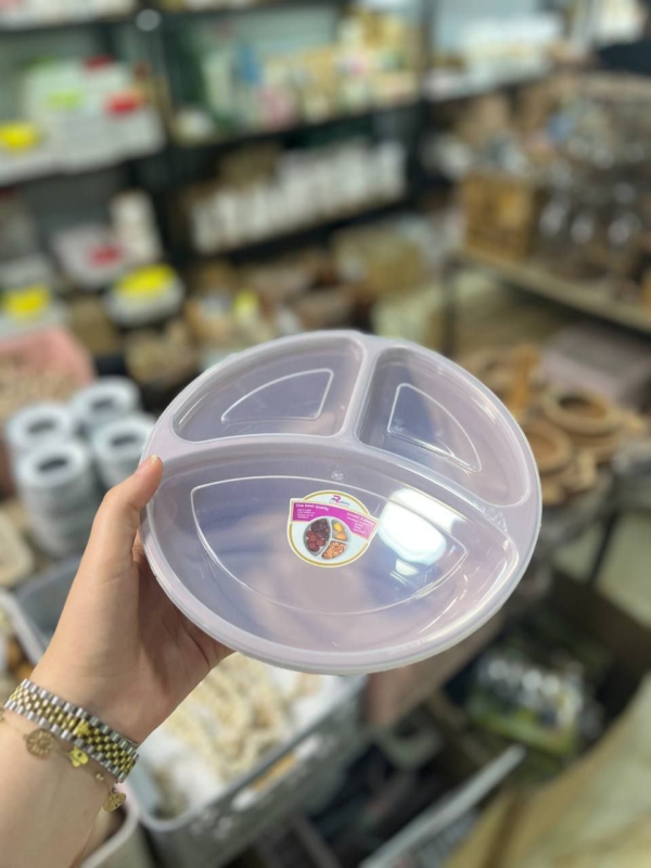 ظرف غذا ۳ خانه گرد رنگی - تصویر 3