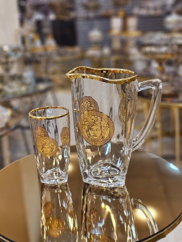 پارچ و لیوان های لب طلا گل دار - تصویر 5