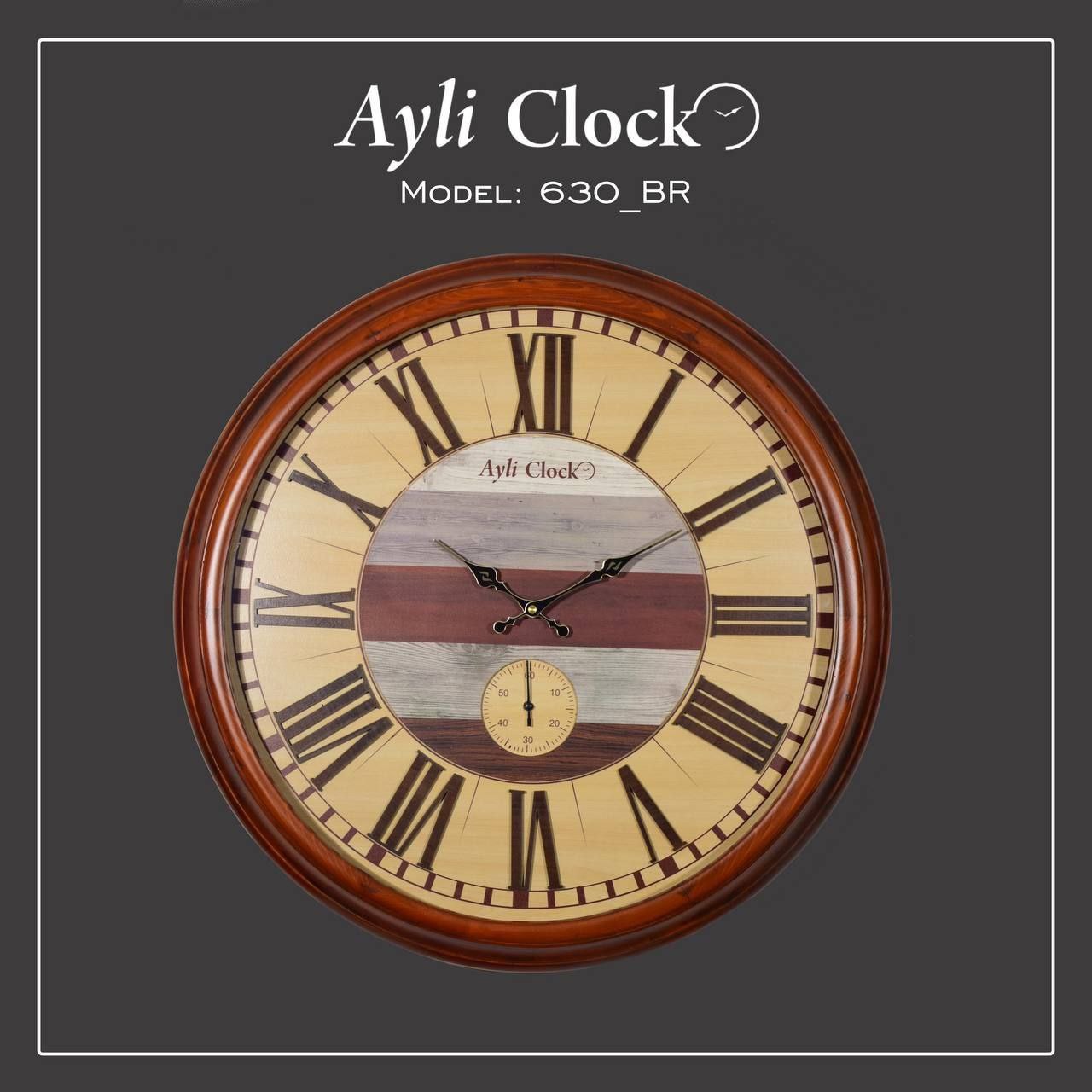 ساعت دیواری چوبی آیلی کد:۶۳۰ - تصویر 2