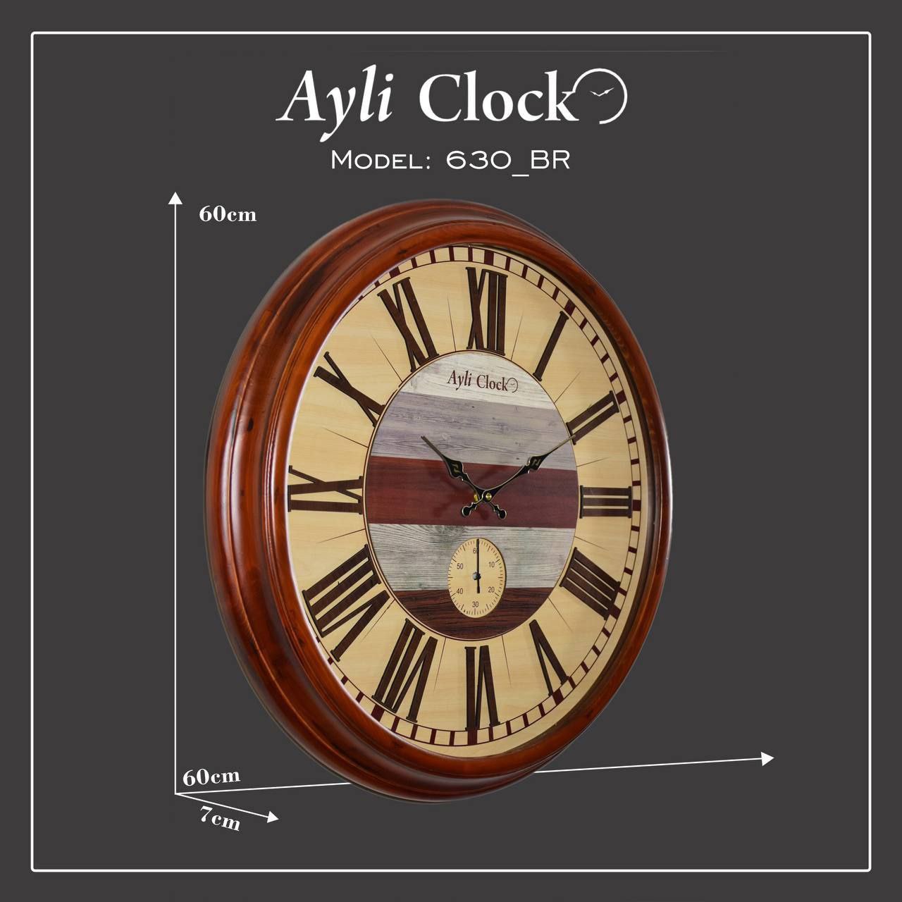 ساعت دیواری چوبی آیلی کد:۶۳۰