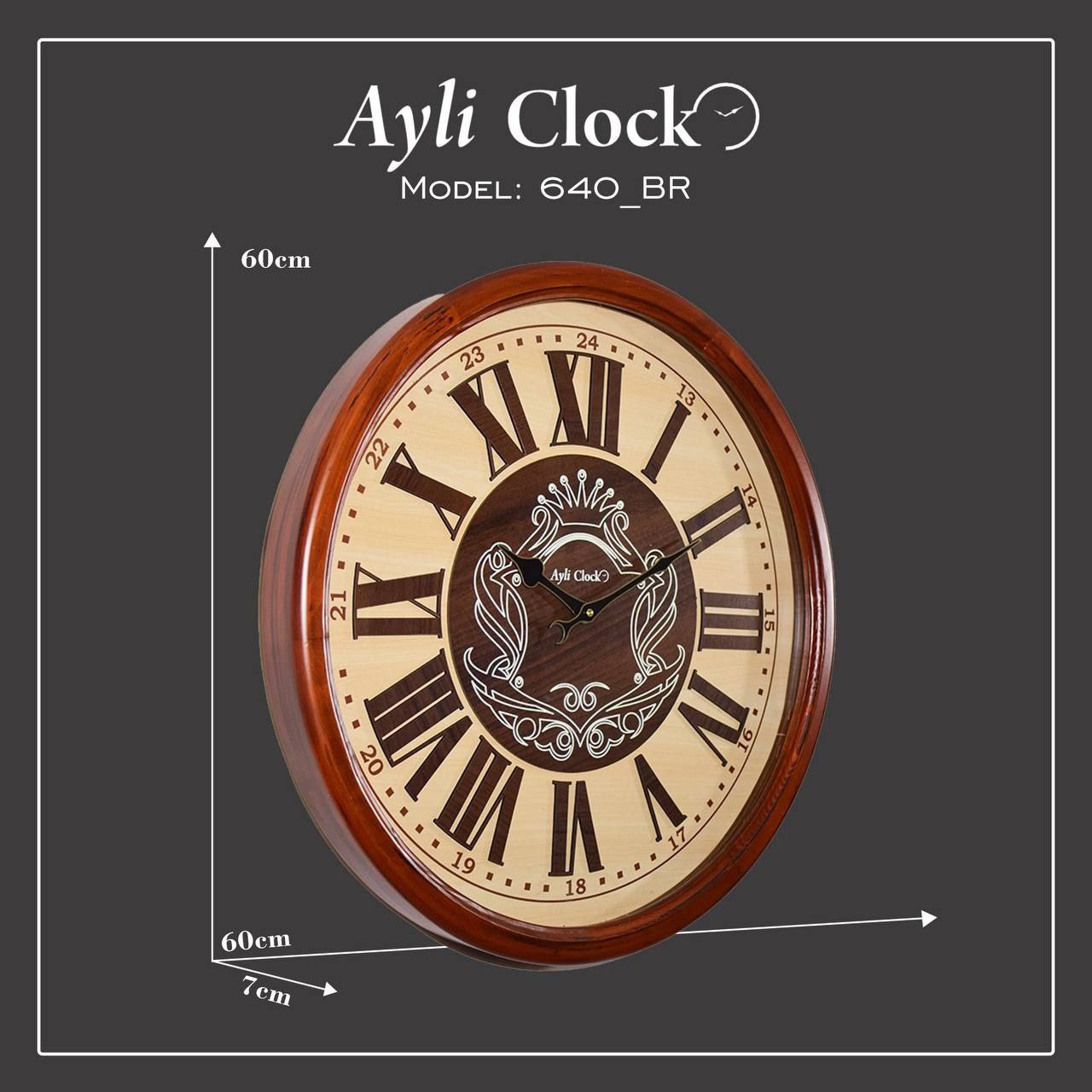 ساعت دیواری چوبی آیلی کد 640 - تصویر 2