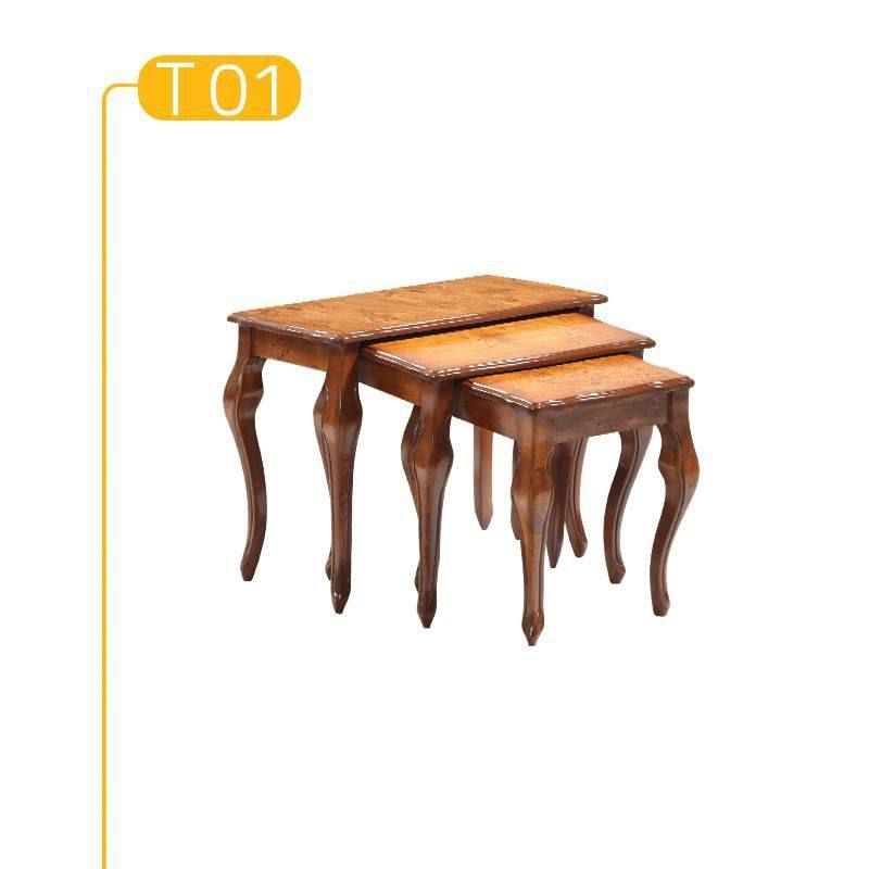 میز سه تیکه عسلی پولیشی پایه منبتی