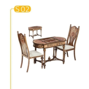 میز بازی داری شطرنج و تخته نرد  روکش معرق 