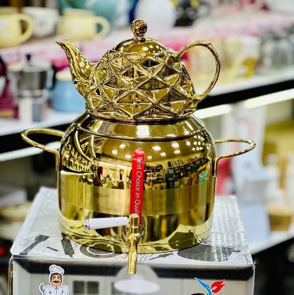 کتری قوری طرح ترک طلایی شقایق