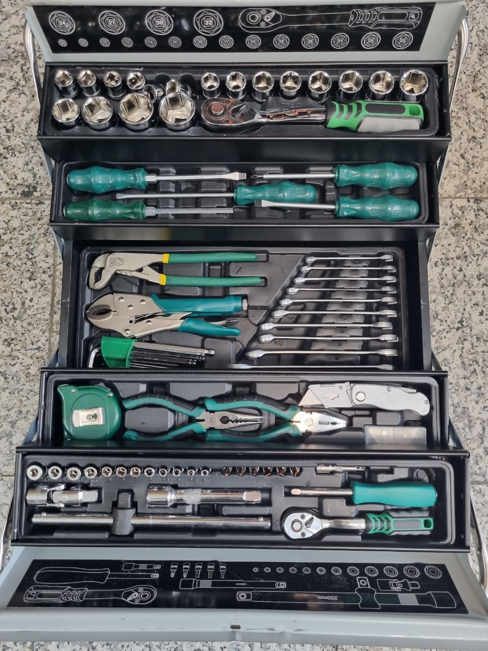 جعبه بکس ابزار 85 پارچه اعلا تکمیلتربن سری