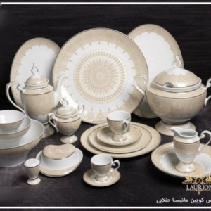 سرویس ۹۹پارچه لورین قالب کوئین صادراتی. طرح مانیسا