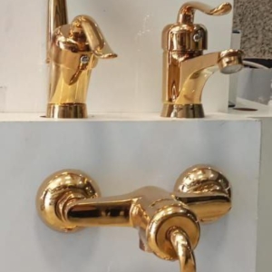 ست کامل شیرآلات طلایی خمره ای