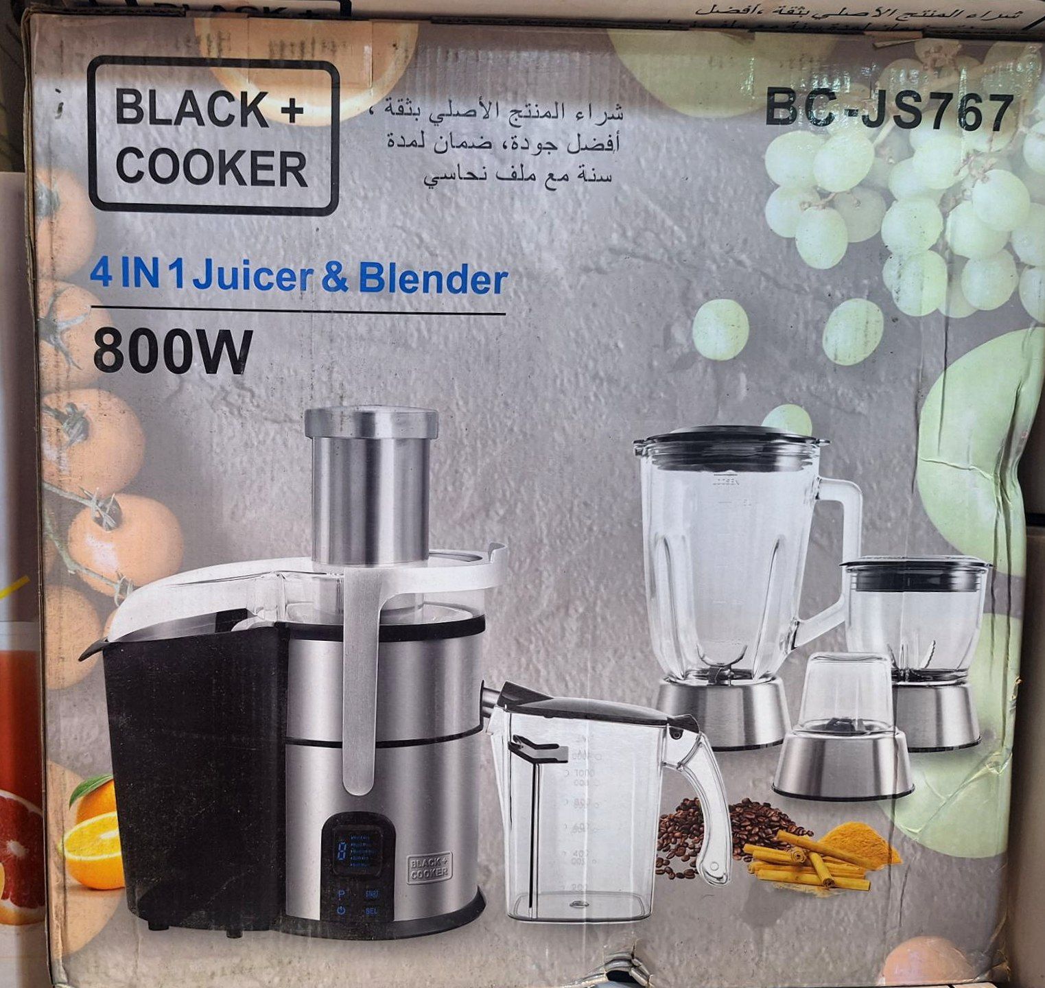 آبمیوه گیری 4کاره بلک کوکر 800وات مدل767