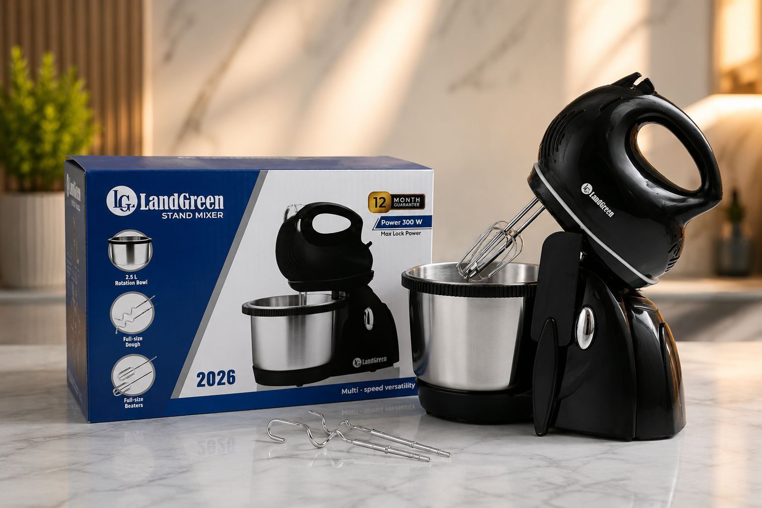 همزن دو حالته دستی و کاسه دار چرخشی لندگرین برند: LandGreen (LG)